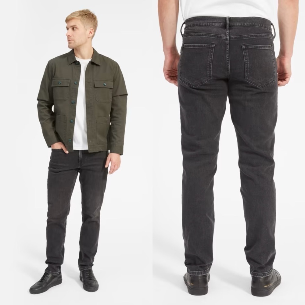 Everlane Mens Black Wash Athletic Stretch Slim Fit Jeans